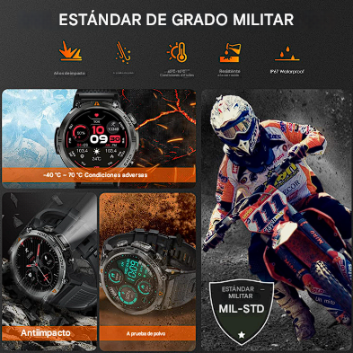 EIGIIS - Reloj inteligente militar con linterna LED