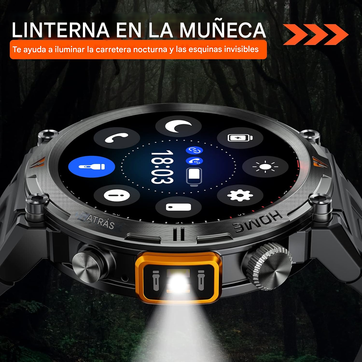 EIGIIS - Reloj inteligente militar con linterna LED
