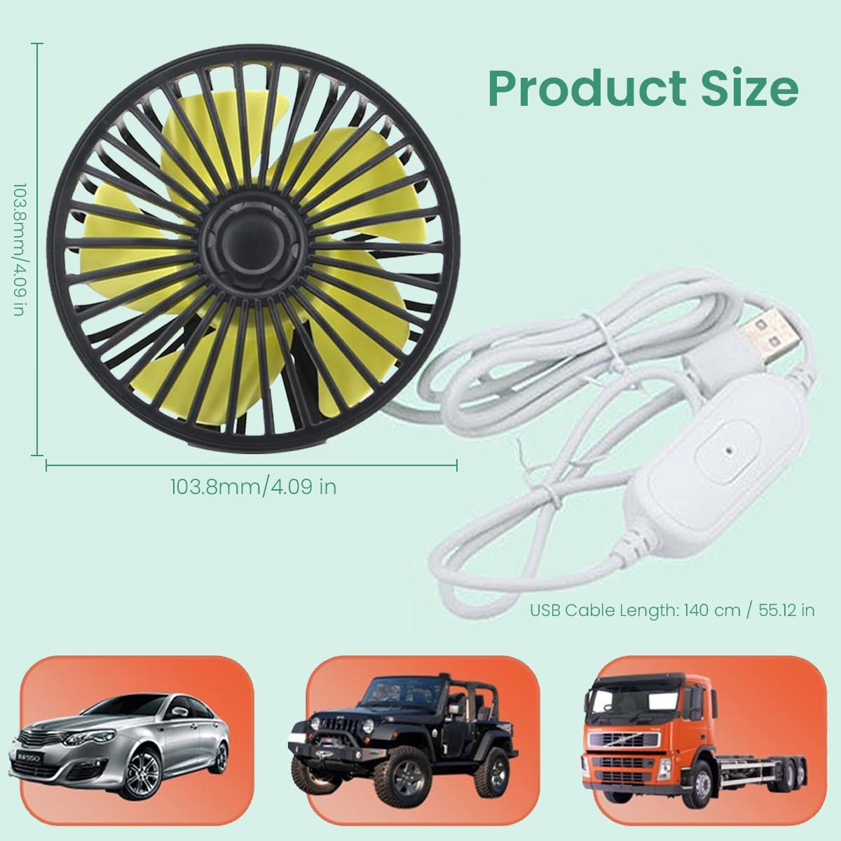Ventilador para autos USB con luces led - Promoción