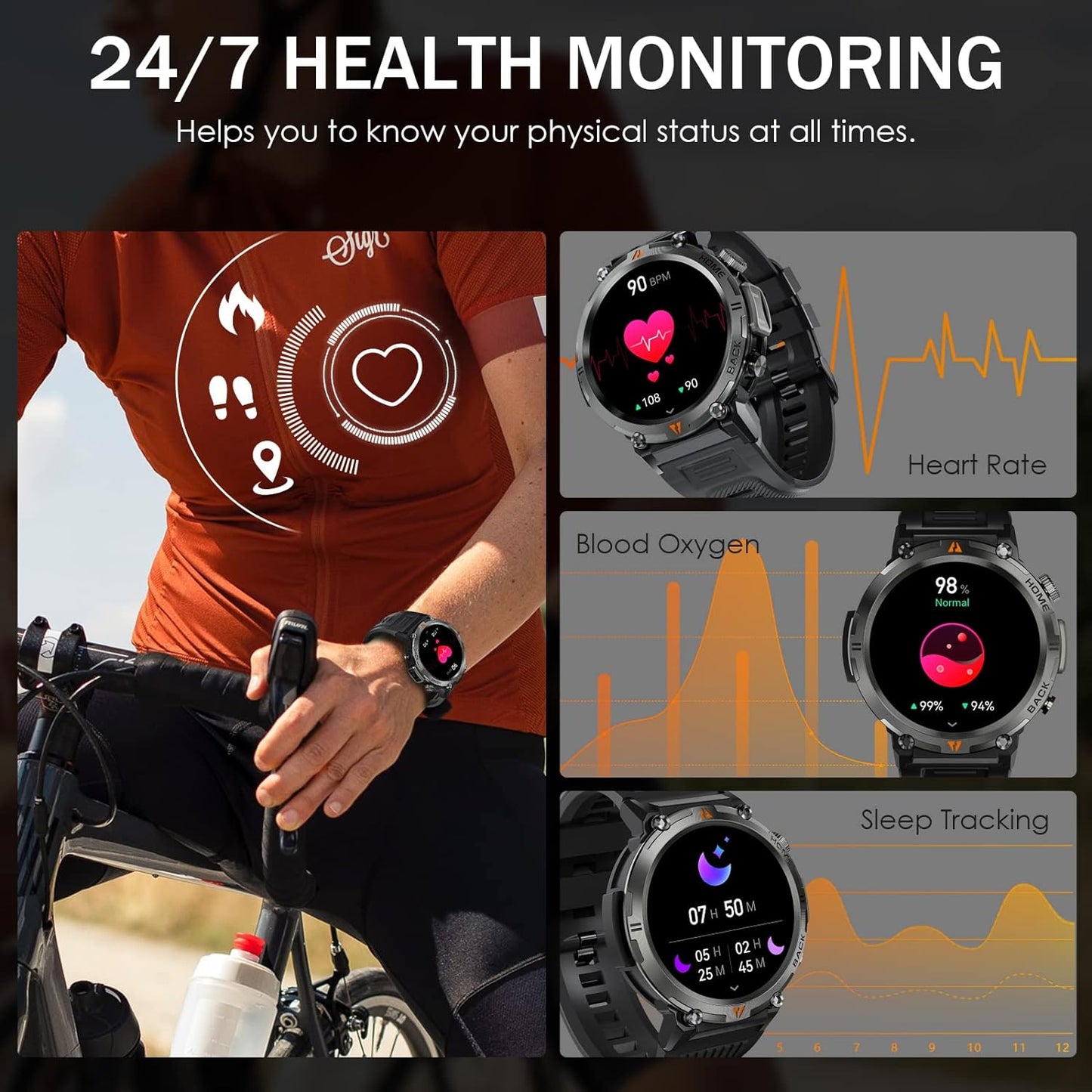 EIGIIS - Reloj inteligente militar con linterna LED