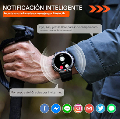 EIGIIS - Reloj inteligente militar con linterna LED