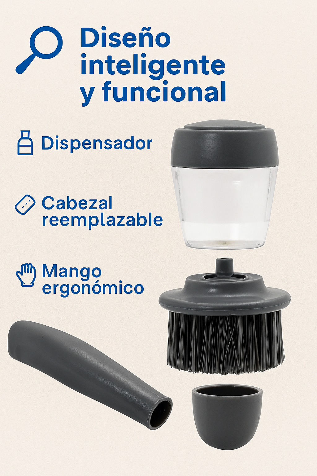 2 x 1 - Cepillo con dispensador de jabón