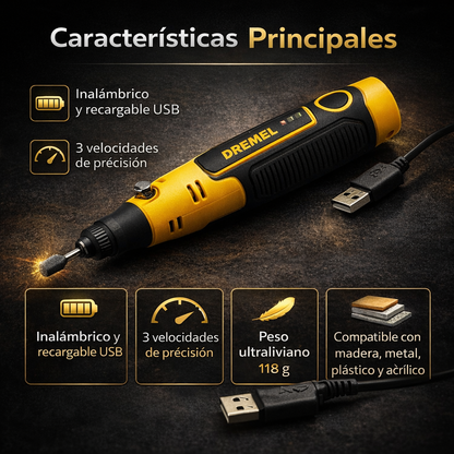 Mini Dremel Inalámbrico Recargable – 35 Piezas Multipropósito