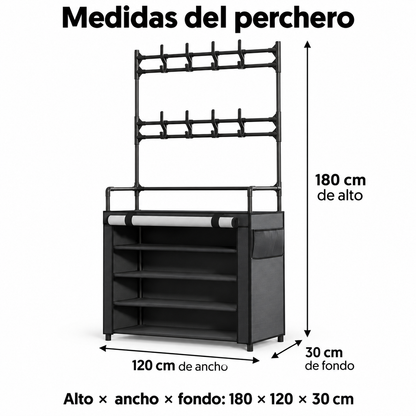 👕👟 OrdenaMax™ — Perchero y Zapatera Multifuncional de 4 Niveles