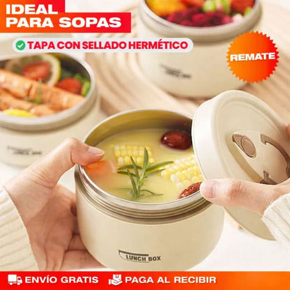 🍱 SET X4 PORTACOMIDAS + LONCHERA TÉRMICA PREMIUM