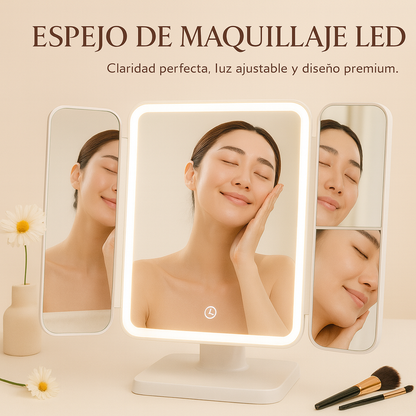 Espejo de maquillaje con luz led recargable - PROMOCIÓN