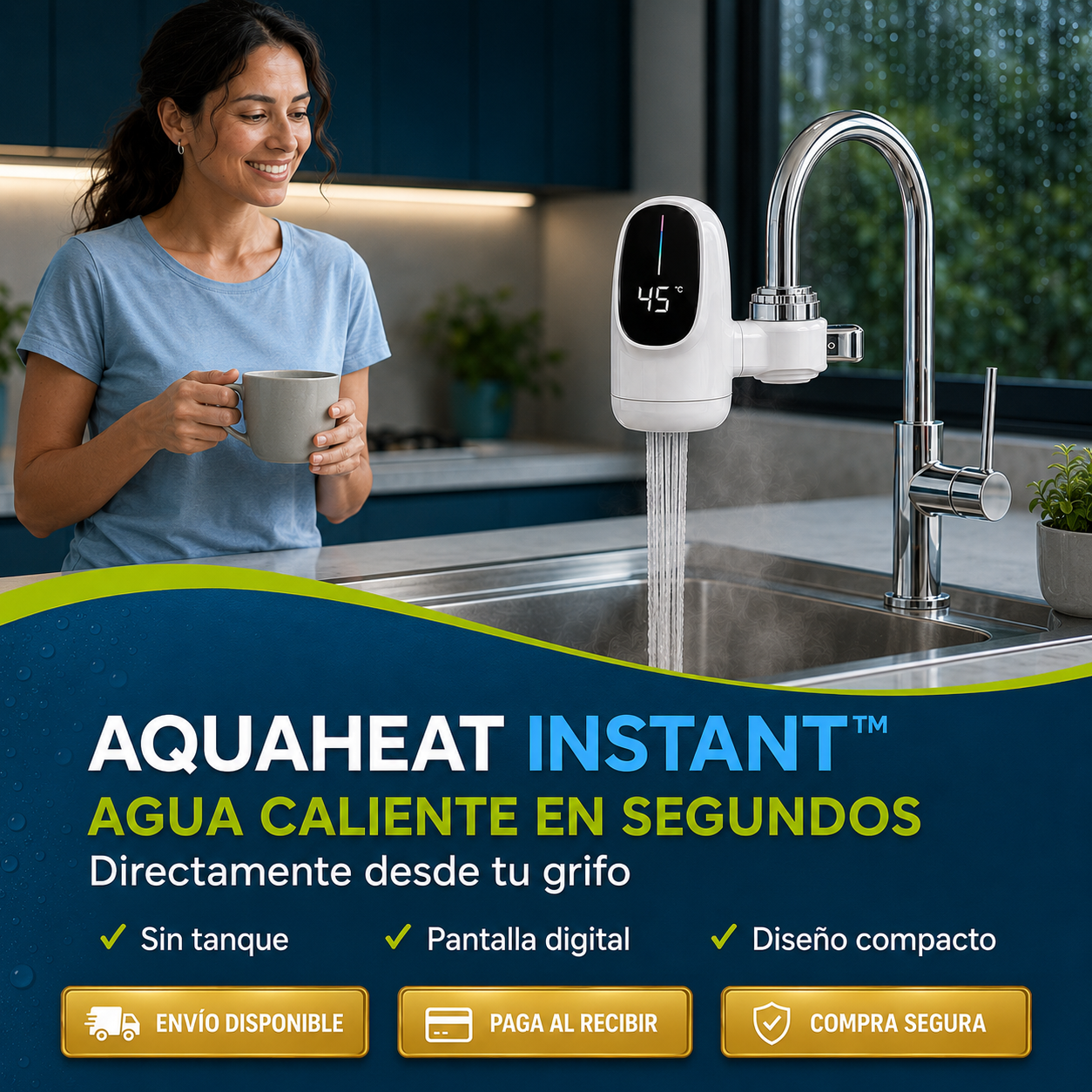 🔥 Grifo calentador™  Agua caliente en segundos, directo desde tu grifo 🚰✨