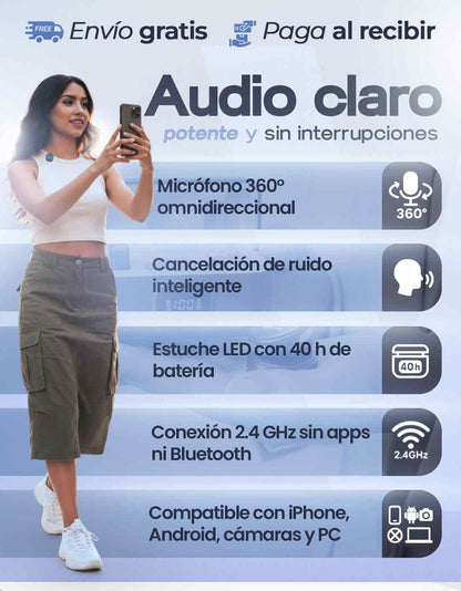 Micrófono inalámbrico profesional - Creación de contenido