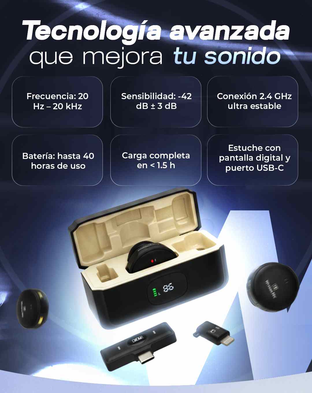 Micrófono inalámbrico profesional - Creación de contenido