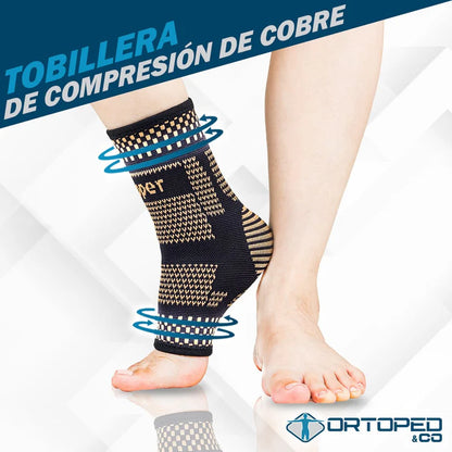 Tobillera de Compresión de Cobre iCooper® para Alivio de Dolor y Prevención de lesiones [PAGA 1 Lleva 2]