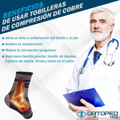 Tobillera de Compresión de Cobre iCooper® para Alivio de Dolor y Prevención de lesiones [PAGA 1 Lleva 2]