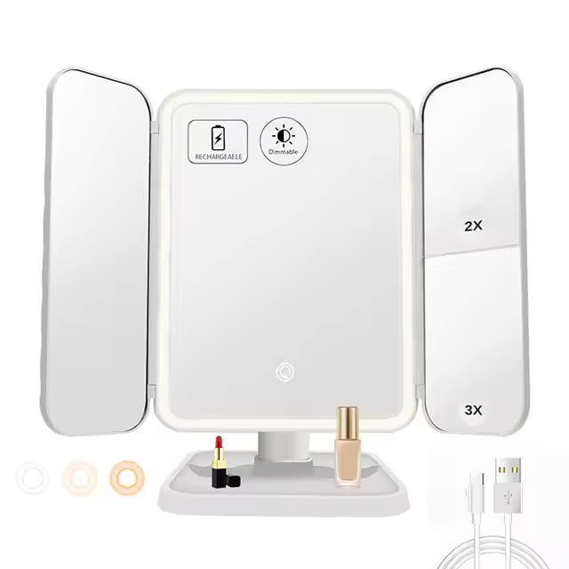 Espejo de maquillaje con luz led recargable - PROMOCIÓN