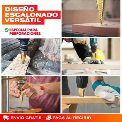 🔩 SET DE 6 BROCAS ESCALONADAS DE TITANIO