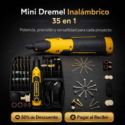 Mini Dremel Inalámbrico Recargable – 35 Piezas Multipropósito